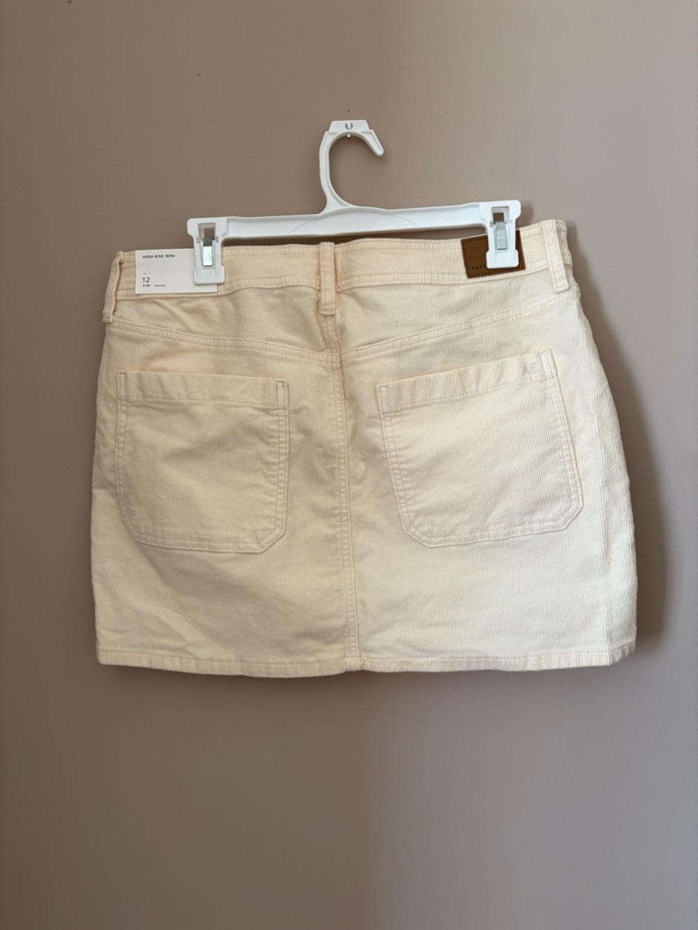 American Eagle NWTS Cream High Rise Corduroy Mini Skirt - Women size 12 - Picture 7 of 9